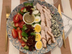 Salad with Blue Cheese Eggs and Bacon